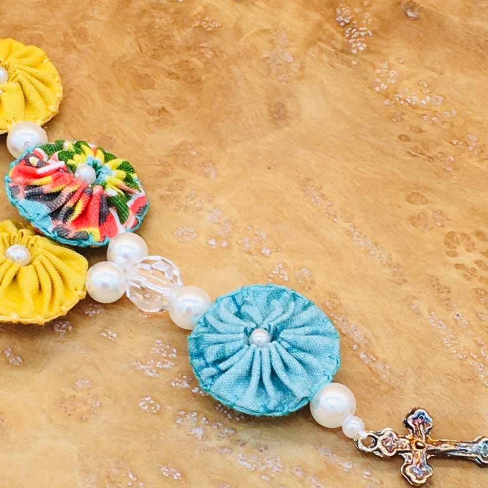 Handmade fabric Rosary